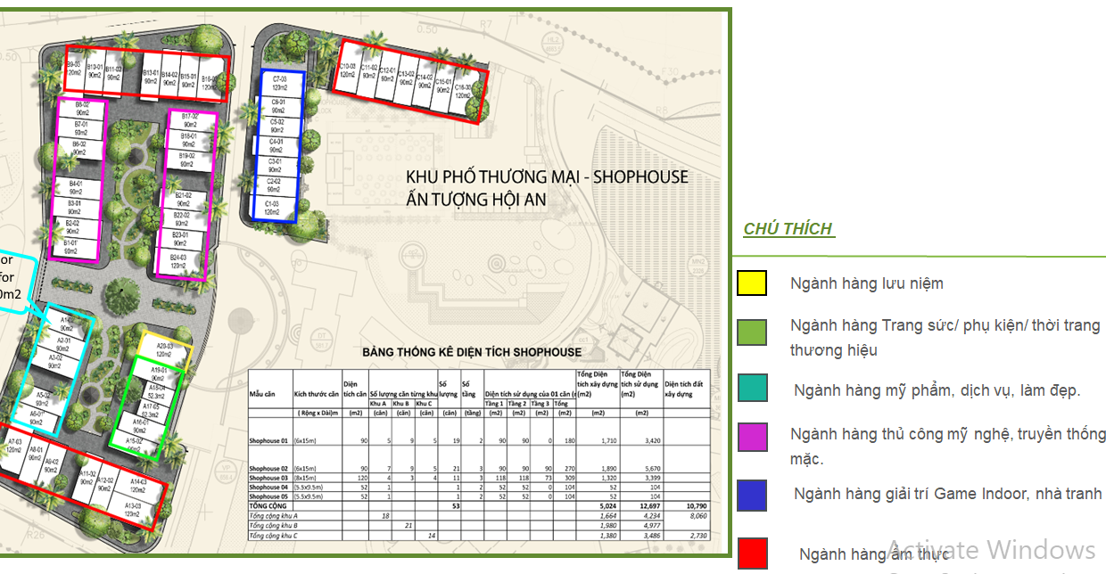 Layout phân bổ Shophouse