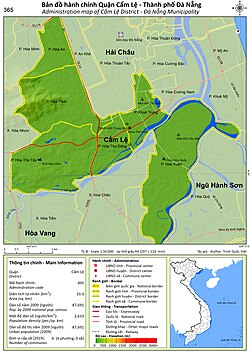 Administrative map of Cam Le District Da Nang showing location connectivity to Hai Chau and Ngu Hanh Son