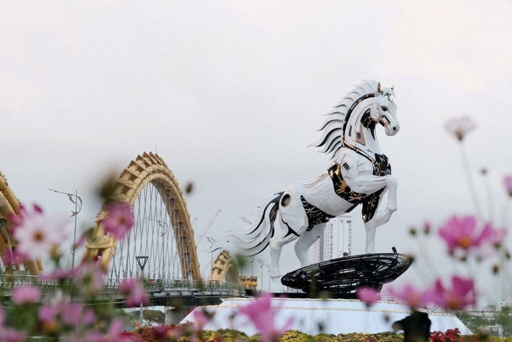 Dragon horse statue at Dragon Bridge on the Han River in Da Nang