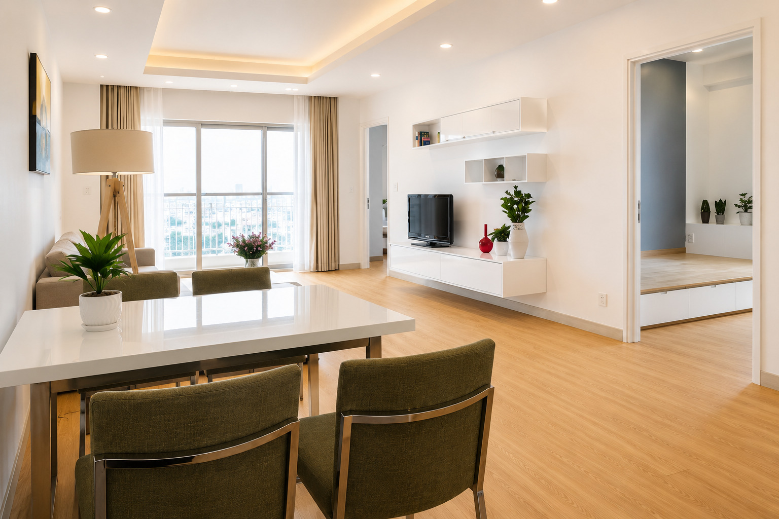 Living and dining area in an Indochina Riverside Towers Da Nang apartment