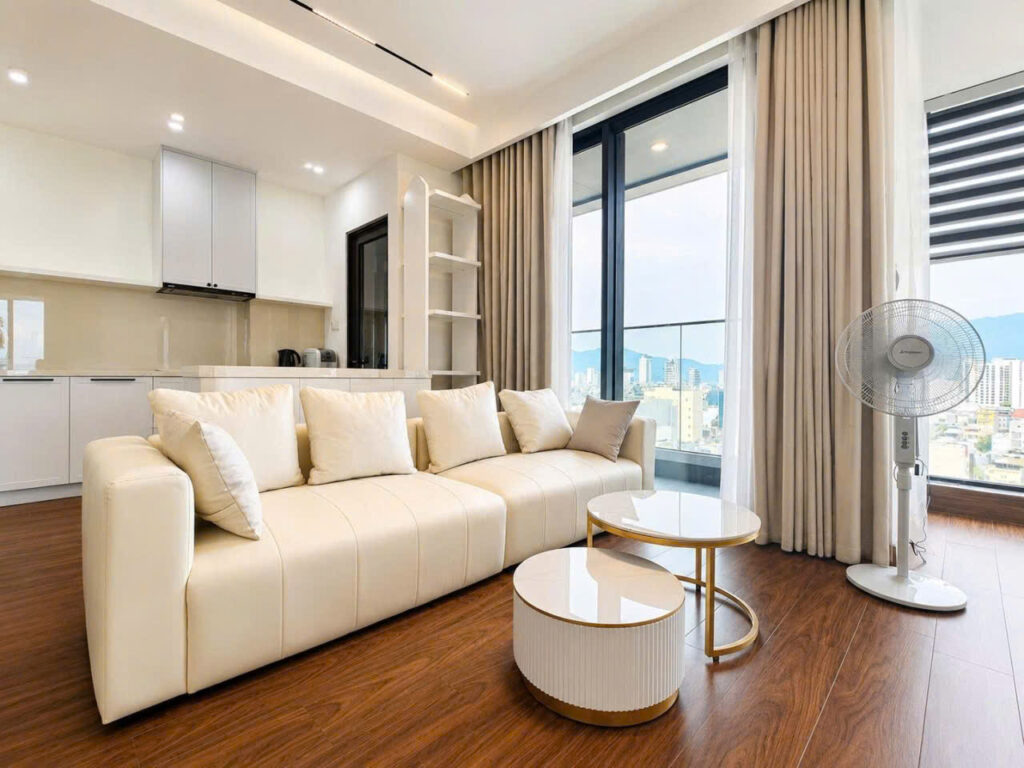 Corner living room of the apartment for rent at The Panoma Da Nang