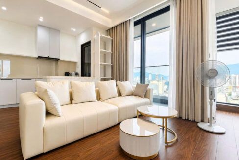 Corner living room of the apartment for rent at The Panoma Da Nang